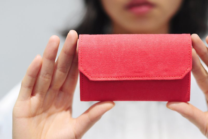 罂粟红 帆布 可水洗纸 零钱包 卡片夹 轻量钱包 红包实用礼物附盒 - 零钱包 - 纸 红色