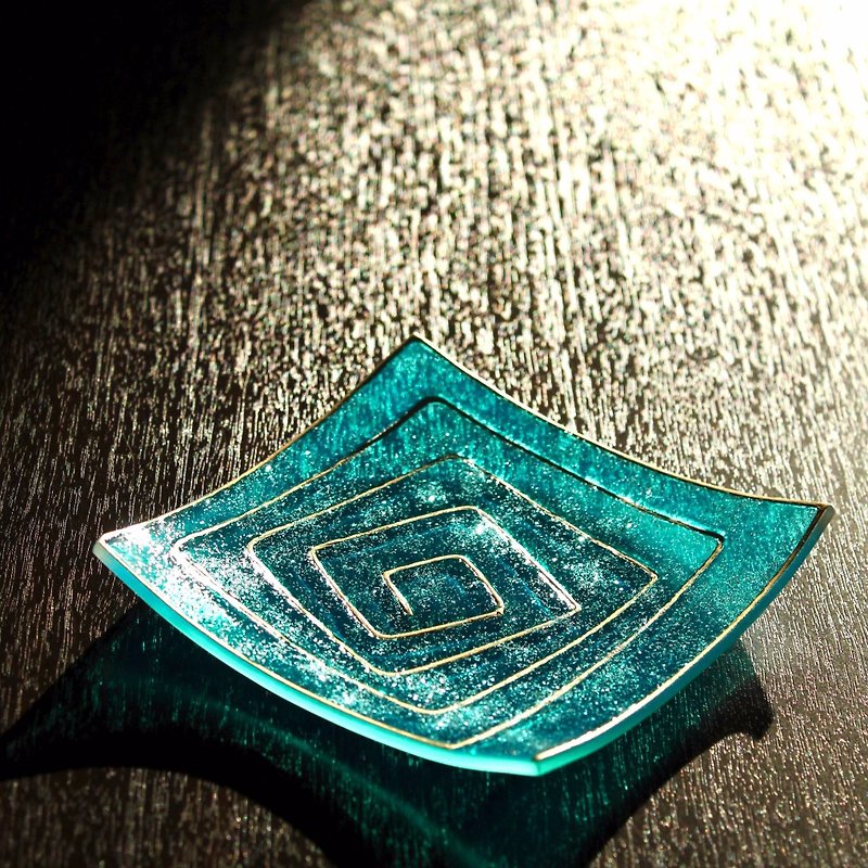 浪漫几何│简约金属系手绘玻璃小碟 - 其他 - 玻璃 蓝色