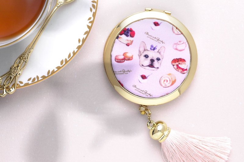 法斗的 2-WAY 法式甜品镜折叠镜子【粉红】 - 彩妆刷具/镜子/梳子 - 其他材质 粉红色