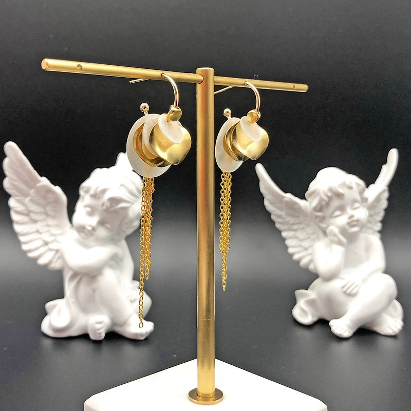 贝壳黄铜14kgf耳环【小号】多种造型 日本风格耳环 可改耳夹 - 耳环/耳夹 - 贝壳 金色