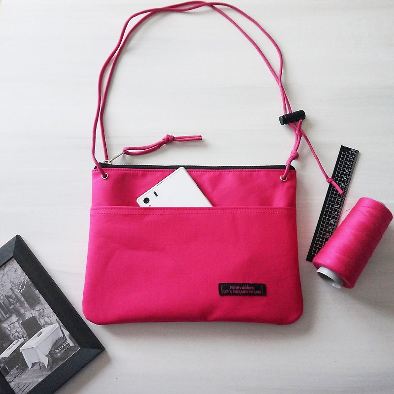 PINK　サコッシュバッグ - 侧背包/斜挎包 - 棉．麻 粉红色