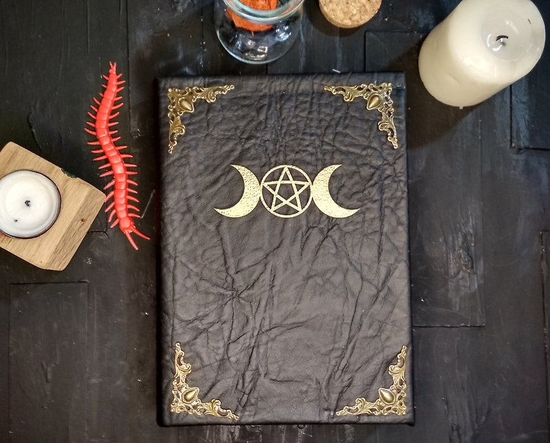 Witch spell book blank Witchcraft grimoire journal handmade Wicca begginer book - 笔记本/手帐 - 纸 黑色