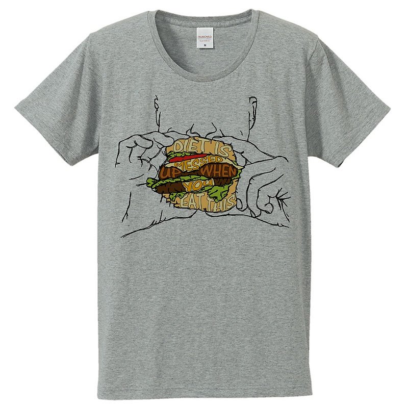 Tシャツ /  Diet is messed up when you eat this (Gray) - 男装上衣/T 恤 - 棉．麻 灰色