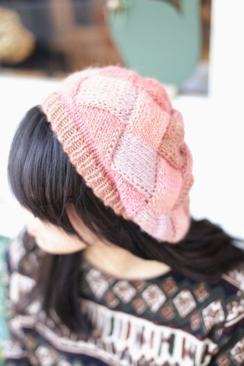 【好日手作】法式贝蕾编织帽(粉色) - 帽子 - 其他材质 