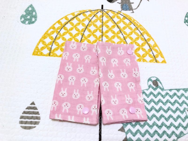 兔兔(粉红色)/(一对)日本六层纱手工双面背带口水巾.背巾口水巾 - 围嘴/口水巾 - 棉．麻 粉红色