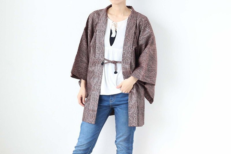 glitter leaf kimono, haori jacket, traditional kimono, vintage kimono /3894 - 女装休闲/机能外套 - 聚酯纤维 紫色