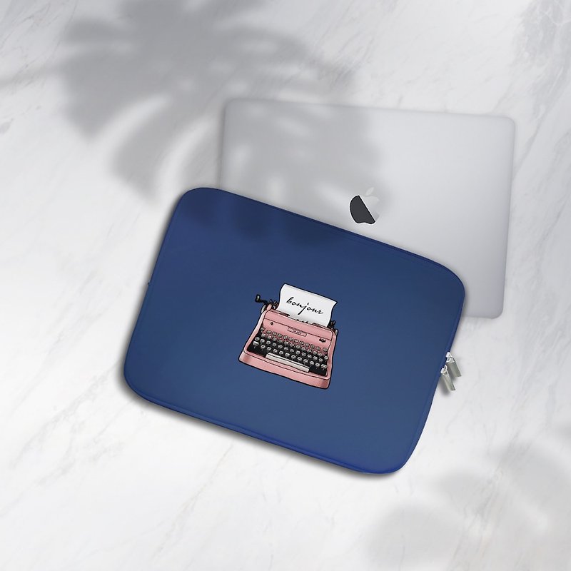 【笔电包】复古打字机 插画设计 iPad MacBook 平板收纳包 电脑包 - 电脑包 - 橡胶 蓝色