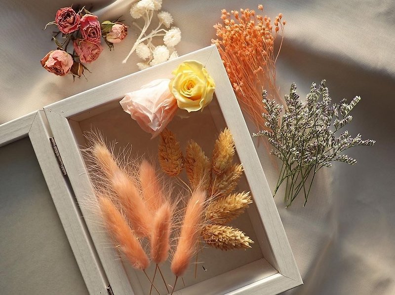 | 手作DIY | - 永生花相框材料包 干燥花 手作礼物 DIY - 干燥花/捧花 - 植物．花 粉红色