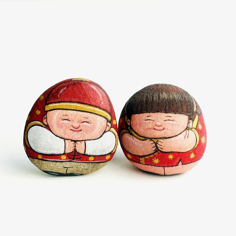 Chinese new year baby stone art. - 玩偶/公仔 - 石头 红色