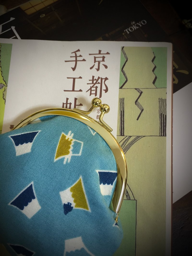 日本富士山小口金包【そらの色】 - 零钱包 - 棉．麻 蓝色