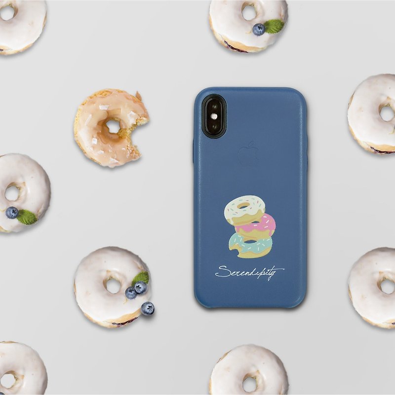 iPhone 7 / 8 / Plus / X / SE2 系列 恋爱滋味甜甜圈 皮质手机壳 - 手机壳/手机套 - 人造皮革 蓝色