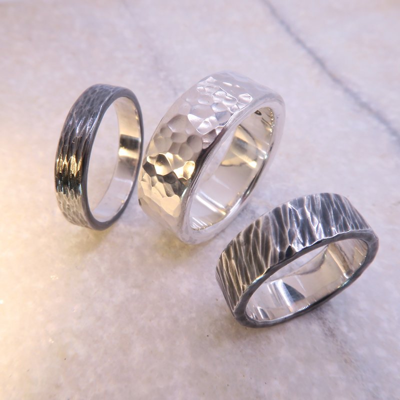 定制化锻敲戒指 厚度1.5mm - 宽度/质感皆可自订 - 戒指 - 其他金属 银色