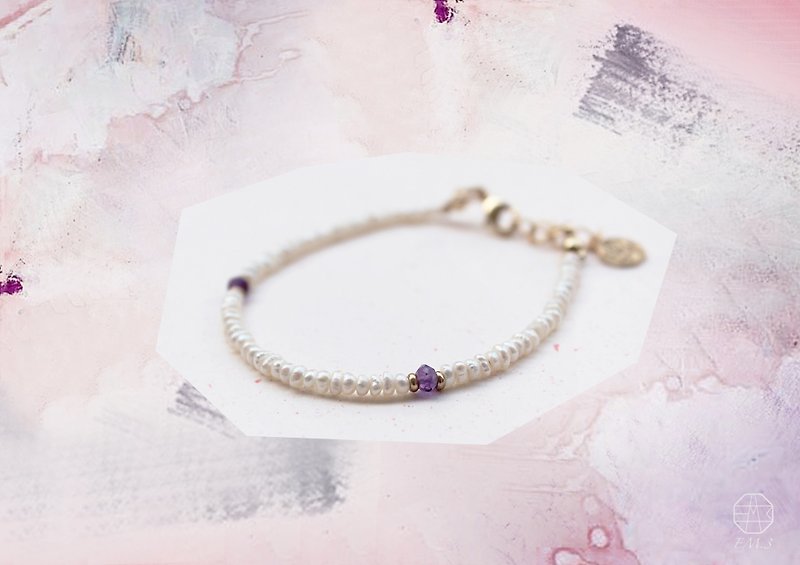 2月诞生石-Amethyst紫水晶珍珠系列手链 - 手链/手环 - 宝石 紫色