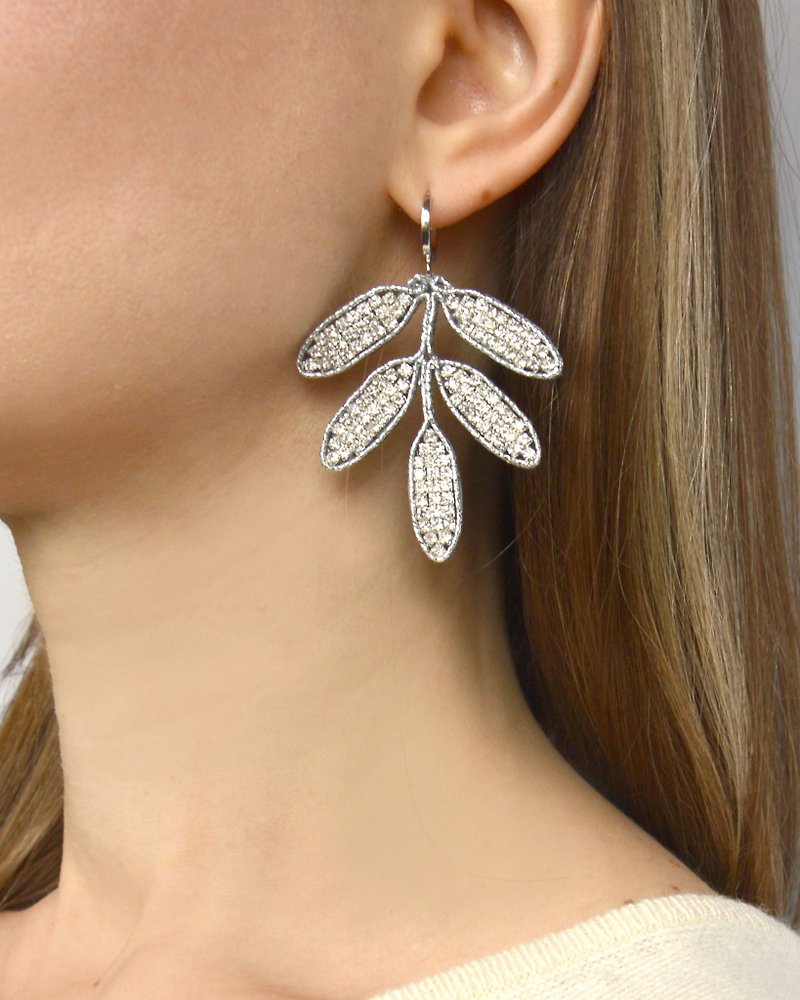 耳环 耀眼的耳环 Leaf圣诞礼物包装 - 耳环/耳夹 - 其他材质 银色