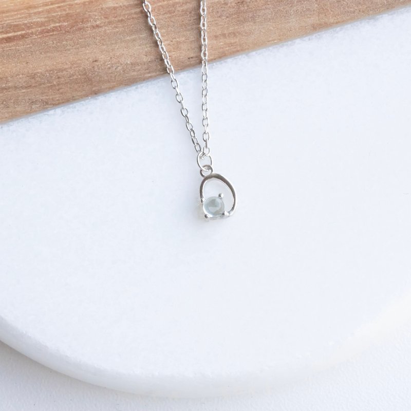 天然石925纯银英文字母水晶项链 O - 项链 - 宝石 银色