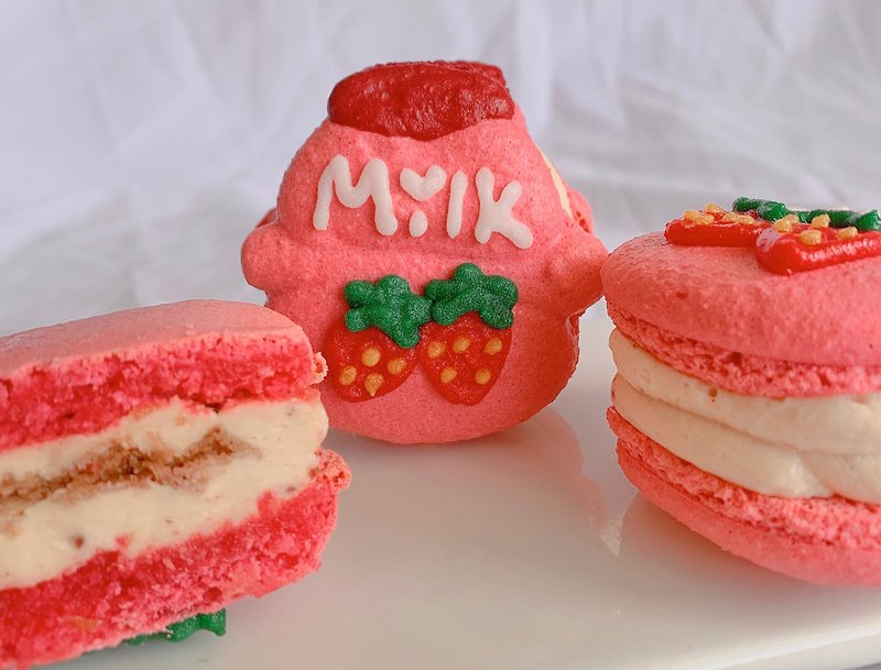 厚馅马卡龙-草莓优格 - 蛋糕/甜点 - 新鲜食材 粉红色