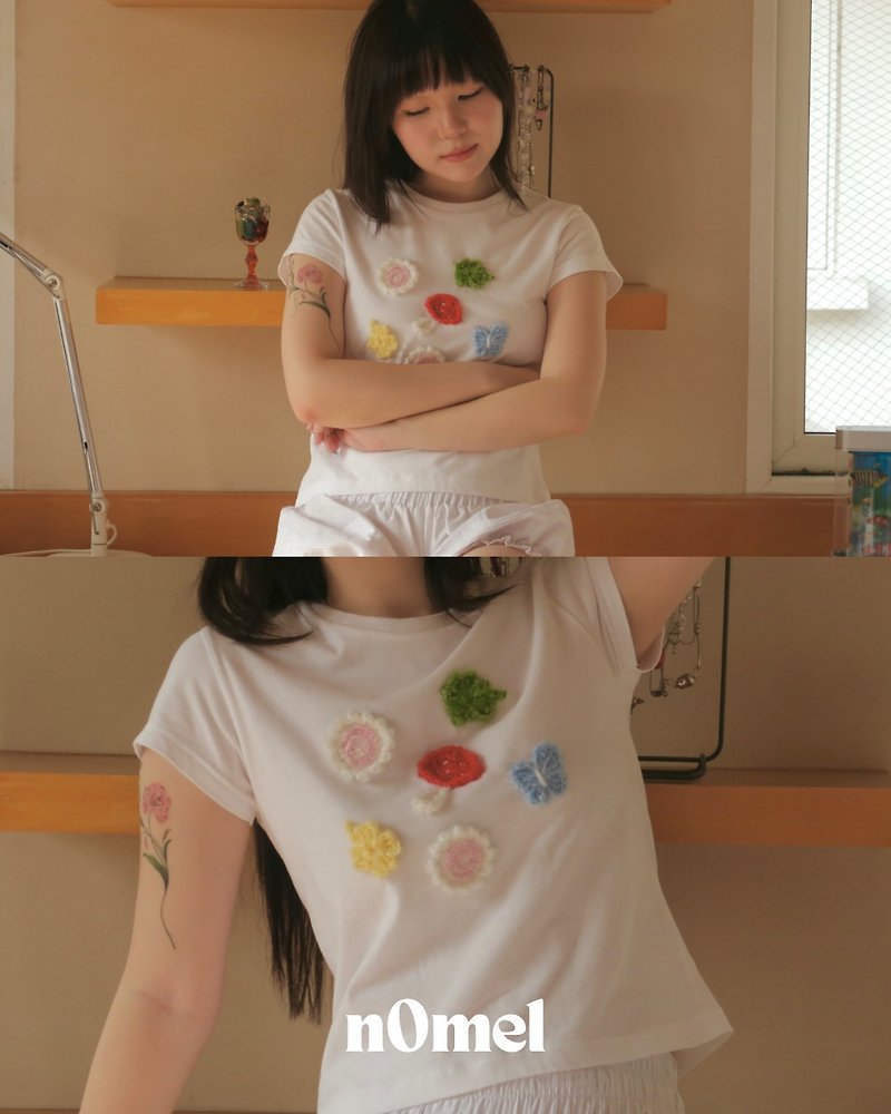 YURAYURA 婴儿 T 恤（白色/黑色） - 女装 T 恤 - 棉．麻 白色