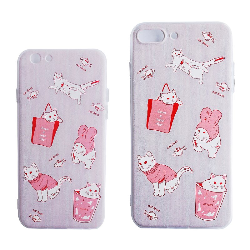 原創 手繪 貓咪寵物可愛手機殼 - 手机壳/手机套 - 其他材质 粉红色