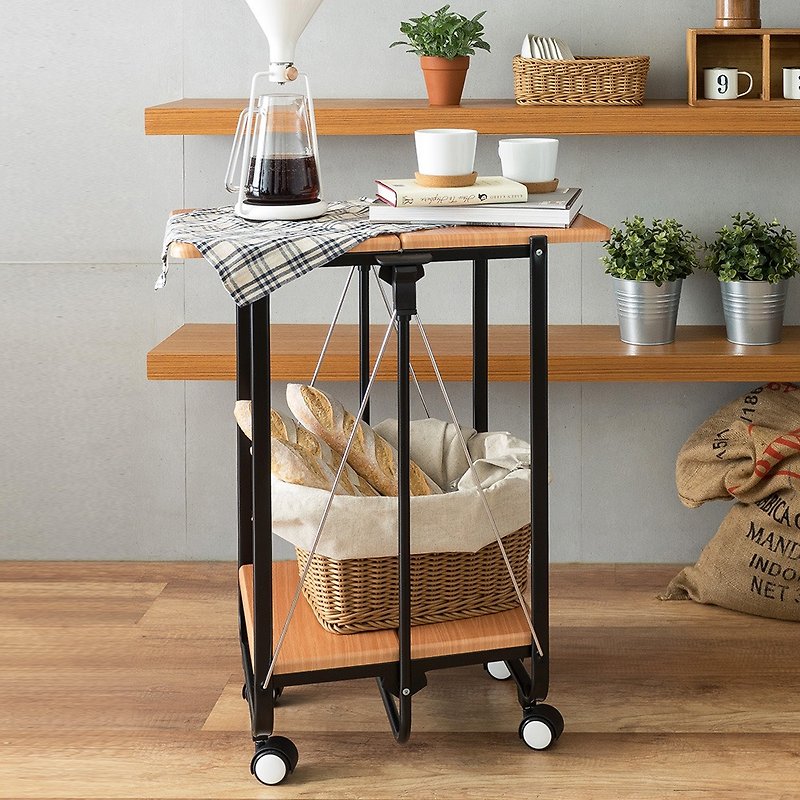 折叠木板餐车/家居收纳 - 餐桌/书桌 - 其他金属 橘色