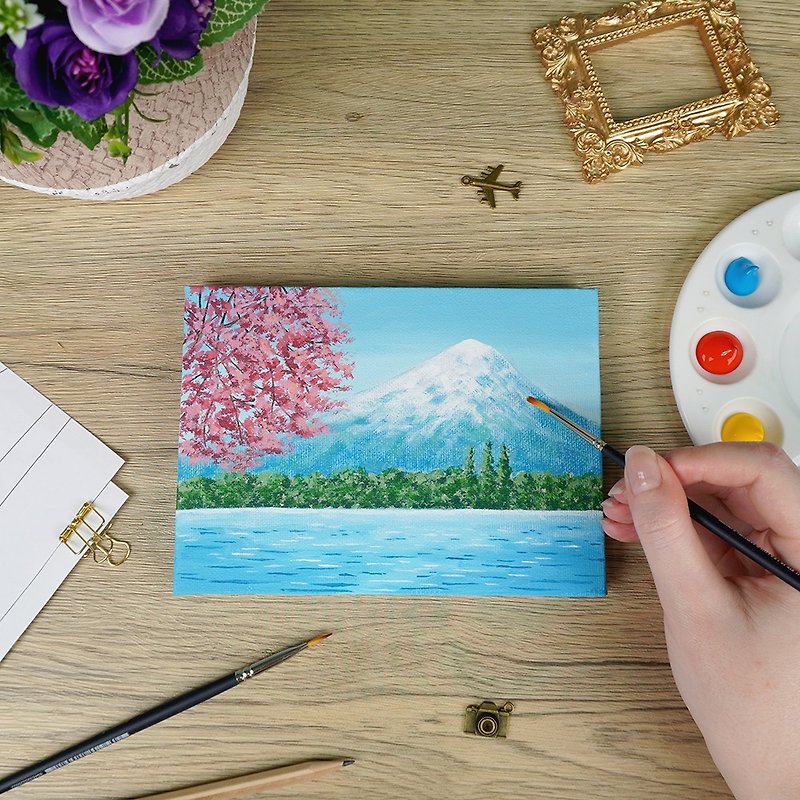 【压克力画】 DIY材料包 影片教学 初学者可 日本富士山 - 插画/绘画/写字 - 压克力 蓝色