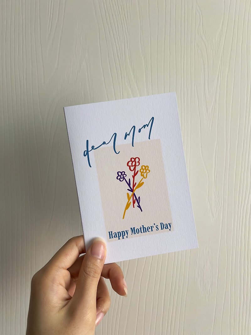 手绘花束图案母亲节卡片 : Dear mom happy Mother' s Day - 卡片/明信片 - 纸 白色