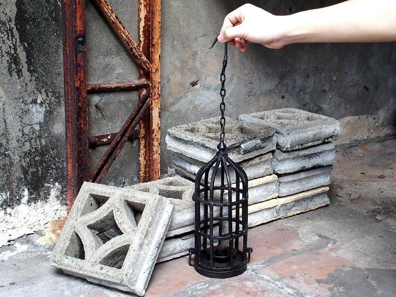 鸟笼形古铁灯笼 - 蜡烛/烛台 - 其他金属 黑色