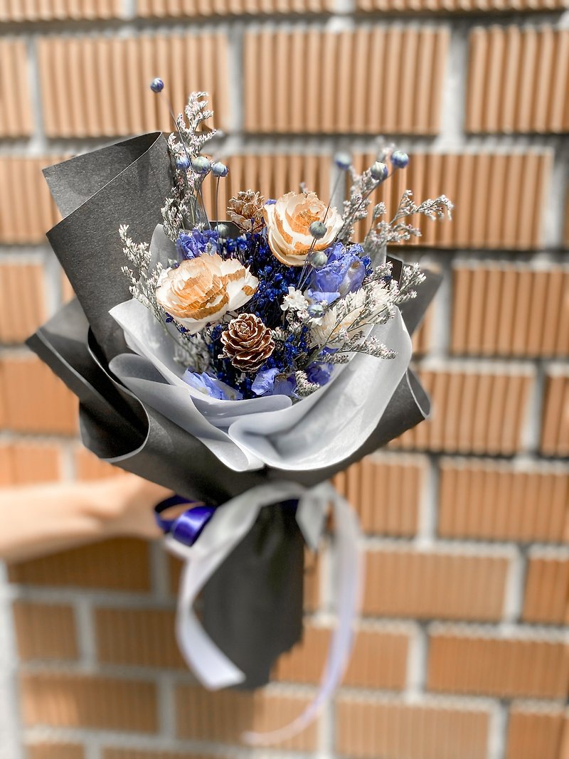 毕业花束/深蓝色/干燥花 - 干燥花/捧花 - 植物．花 蓝色