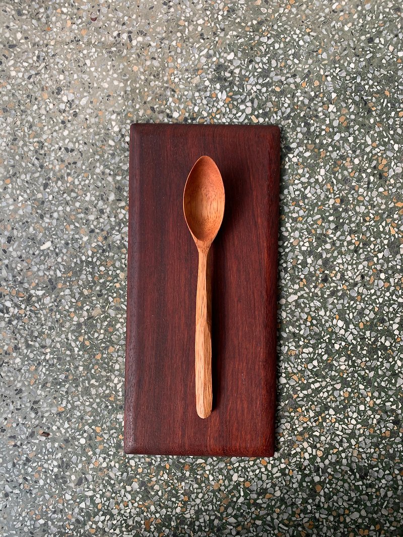木刻汤匙/点心匙-斜面扁柄款 - 餐刀/叉/匙组合 - 木头 咖啡色