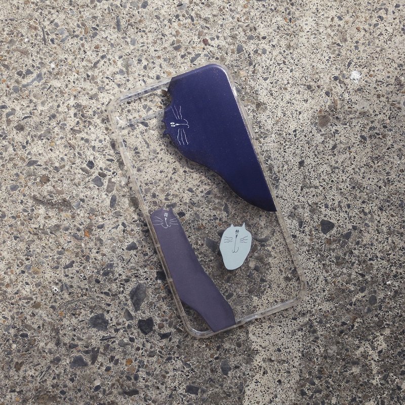 吉普星球插画手机壳蓝色块吉普猫-插画系列  透明防撞空压软壳 - 手机壳/手机套 - 橡胶 透明