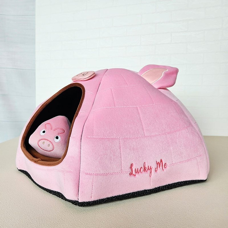 动物冰屋玩具组-  粉红小猪  猫咪软垫 宠物睡垫 特宠 - 床垫/笼子 - 其他人造纤维 粉红色