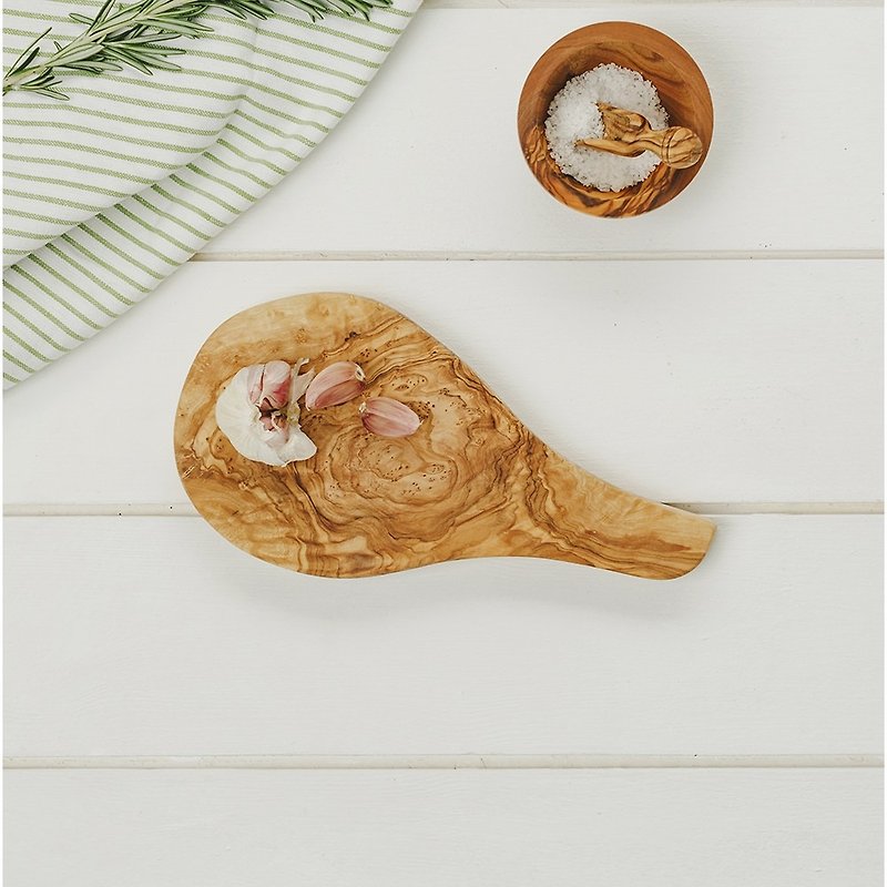 英国Naturally Med橄榄木一体成形25厘米实木砧板/展示板(圆把手) - 厨房用具 - 木头 咖啡色
