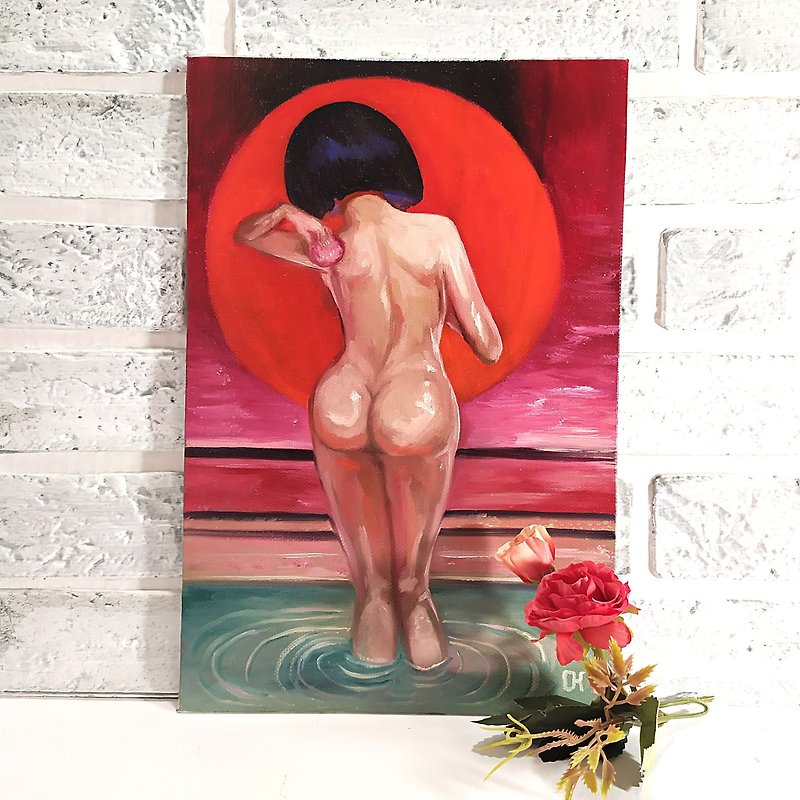 Oil Painting Anime Wall Art Nude Woman Original painting Geisha Art, 女人原創油畫 - 海报/装饰画/版画 - 其他材质 多色