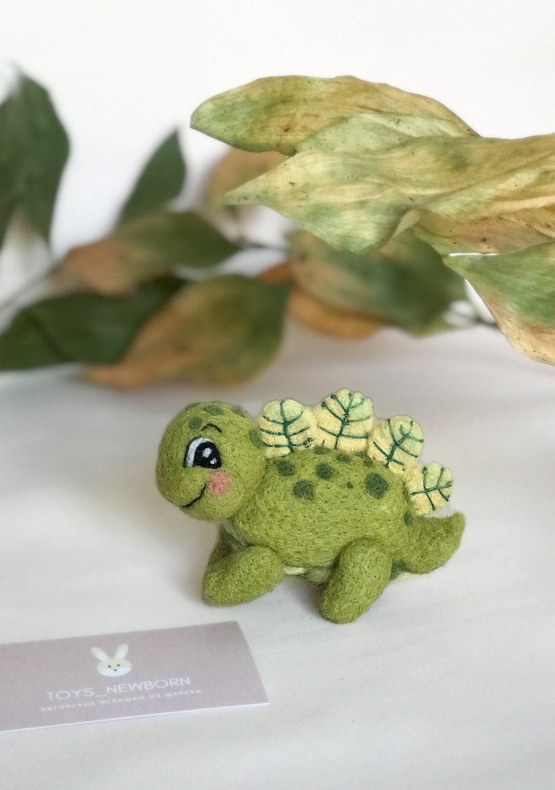 felted dragon toy, props for newborn dinosaur photo shoot - 玩具/玩偶 - 羊毛 绿色