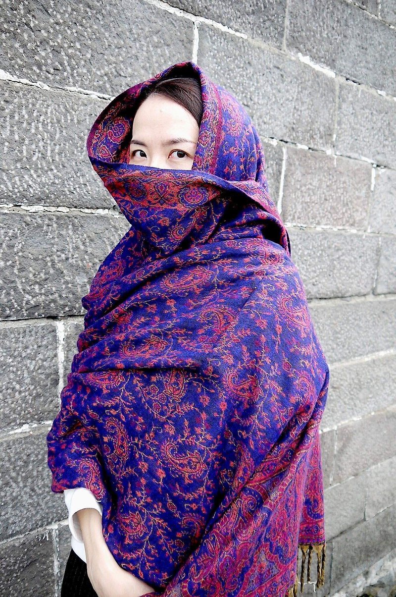 ginagypsy印度混毛紫红花大型披肩 - 围巾/披肩 - 羊毛 紫色