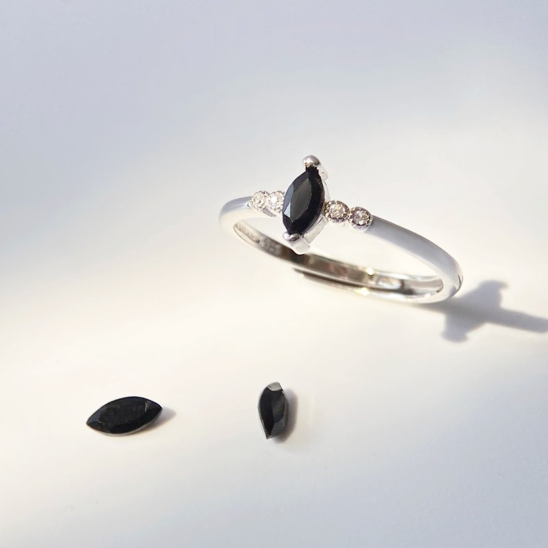 巴西黑玛瑙 纯银戒指 - 戒指 - 纯银 