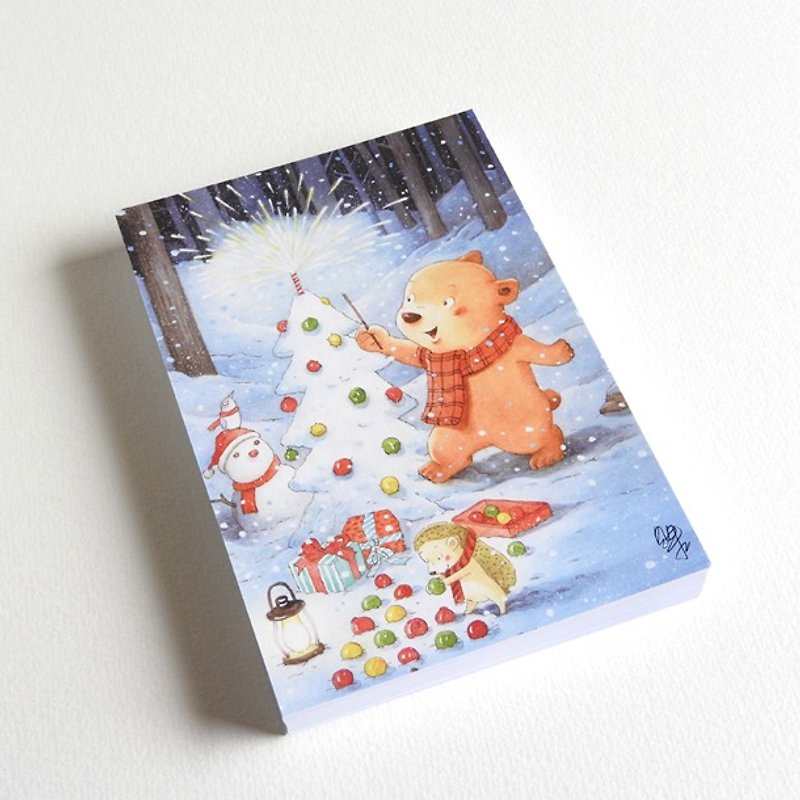 贝果插画明信片－森林里的圣诞节 - 卡片/明信片 - 纸 银色
