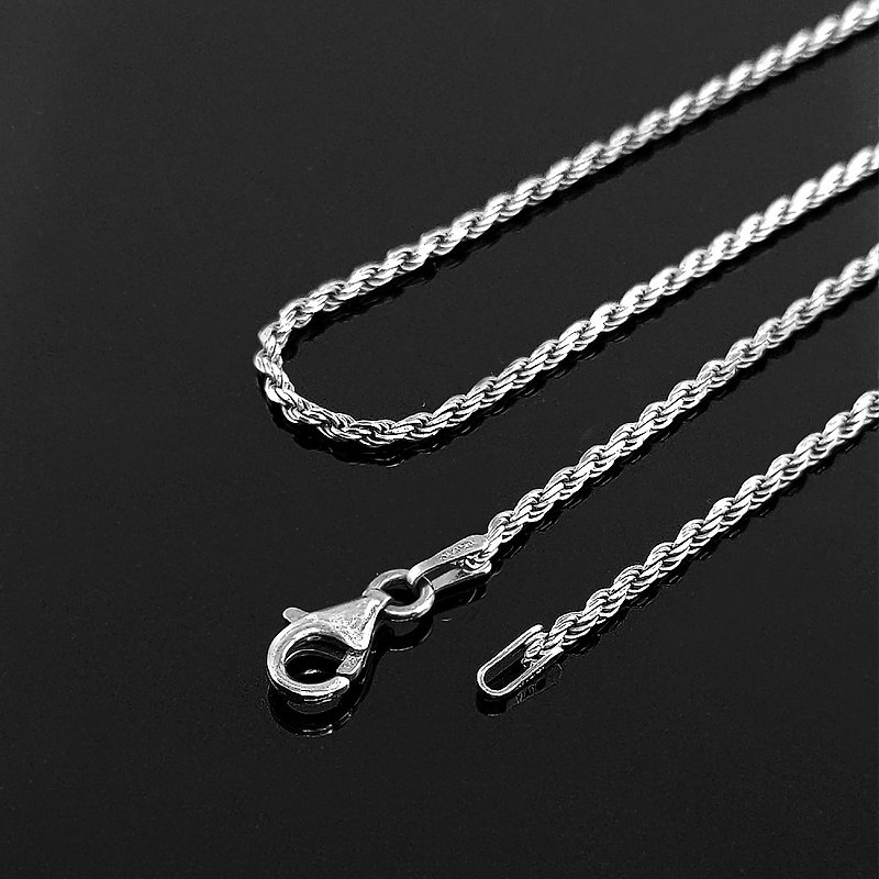 925纯银项链 - 古典绳索银链 - 氧化熏黑 - 配练单购 - 项链 - 纯银 银色