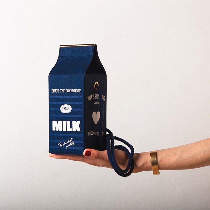 milk pochette  --  HART　NAVY - 侧背包/斜挎包 - 棉．麻 蓝色