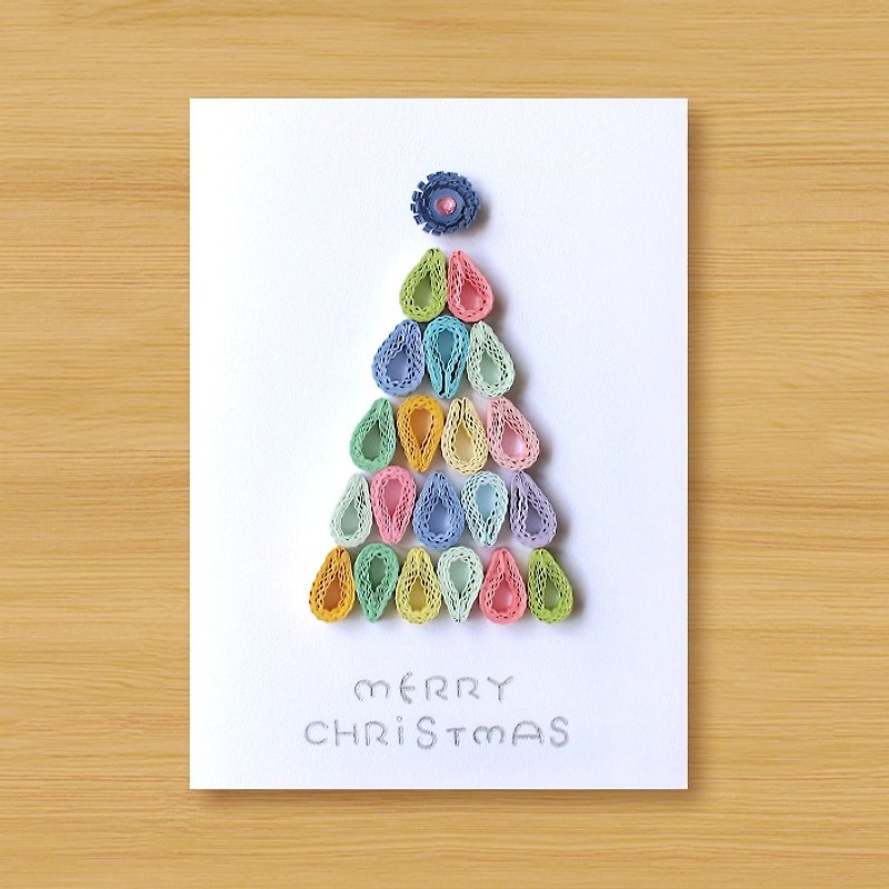 手工卷纸卡片 _ 水滴圣诞树B ... 圣诞卡、圣诞节 - 卡片/明信片 - 纸 粉红色