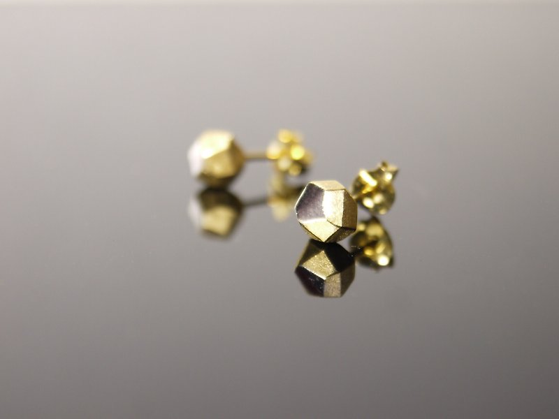 925银不规则几何石头型耳环 黄K金电镀款 - 耳环/耳夹 - 其他金属 金色