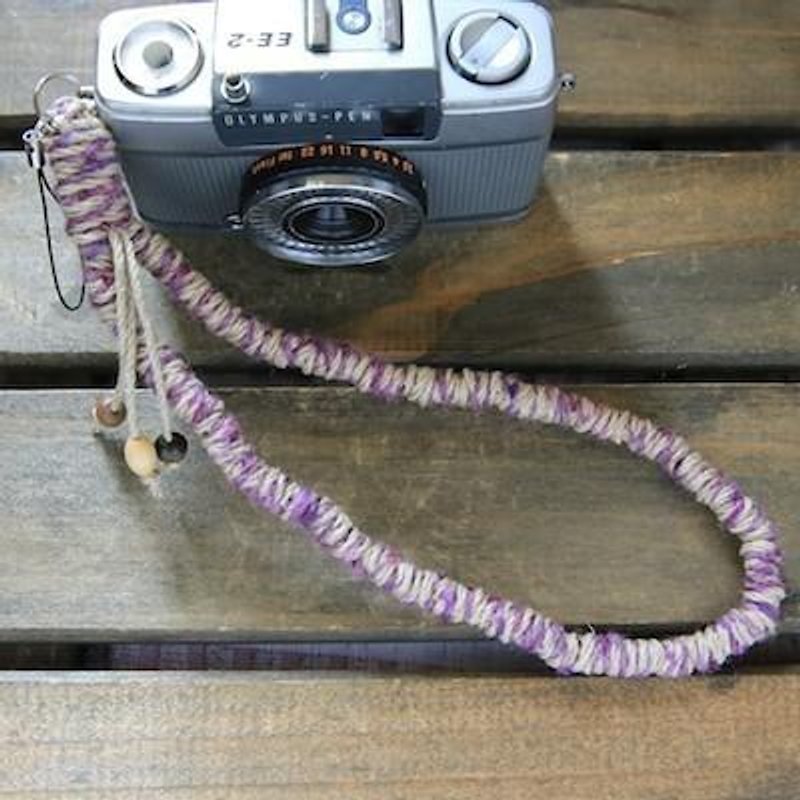 ウール混シルク糸の麻紐ハンドストラップ - 证件套/卡套 - 棉．麻 紫色