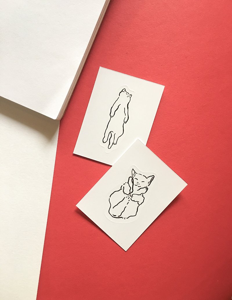 Little Sticker Set 08 – Sleepy cats - 贴纸 - 纸 白色