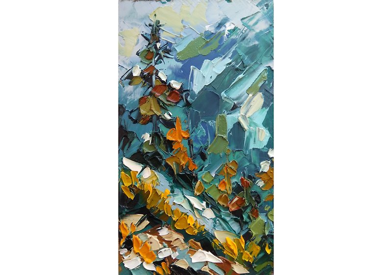 Canadian Rockies Art Spruce Painting British Columbia Small Original - 海报/装饰画/版画 - 其他材质 多色