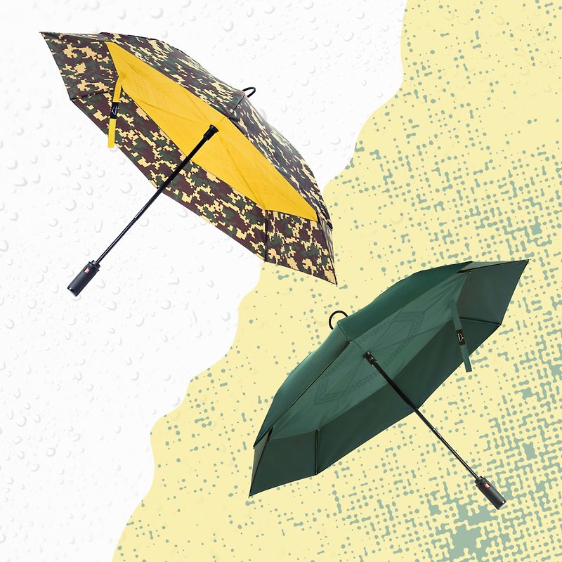 新色全新上市【迷彩黄&军绿双入组】快速收伞 反向聚水 抗风防泼 - 雨伞/雨衣 - 防水材质 绿色