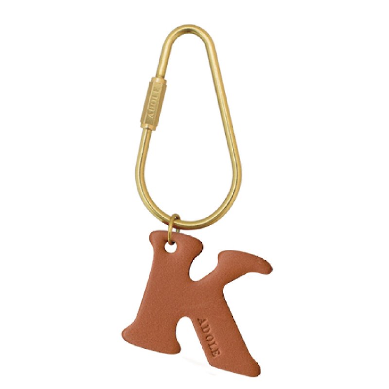 真皮字母黄铜钥匙圈/水滴型(字母任选) - 钥匙链/钥匙包 - 真皮 橘色