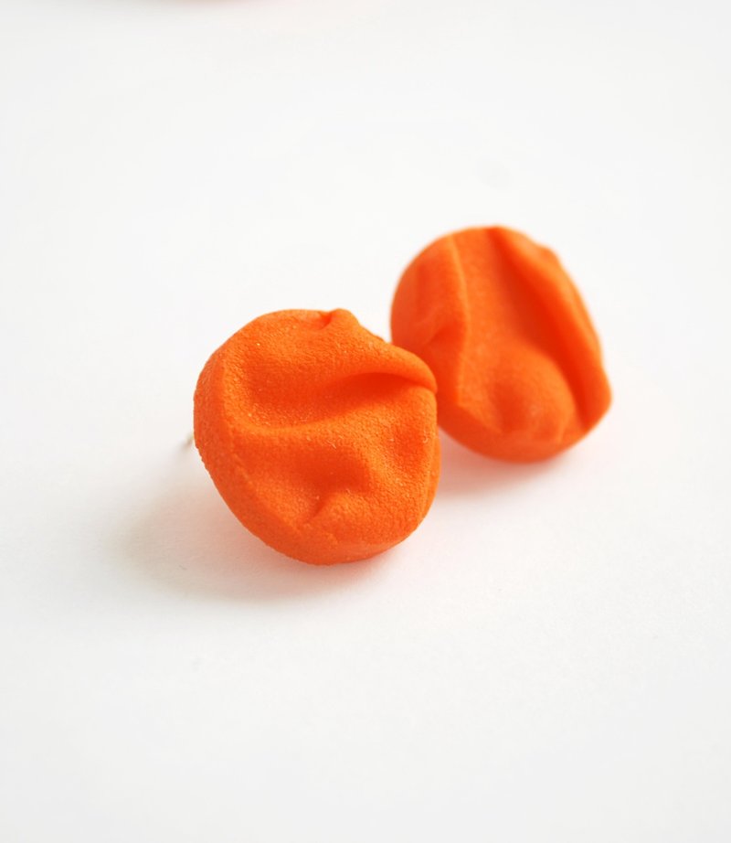 Handmade polymer clay earrings - 耳环/耳夹 - 粘土 橘色