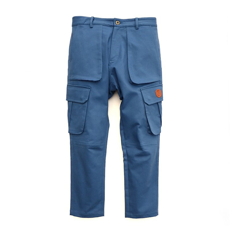 多口袋日本斜纹军工裤/工装裤 - 男士长裤 - 棉．麻 蓝色