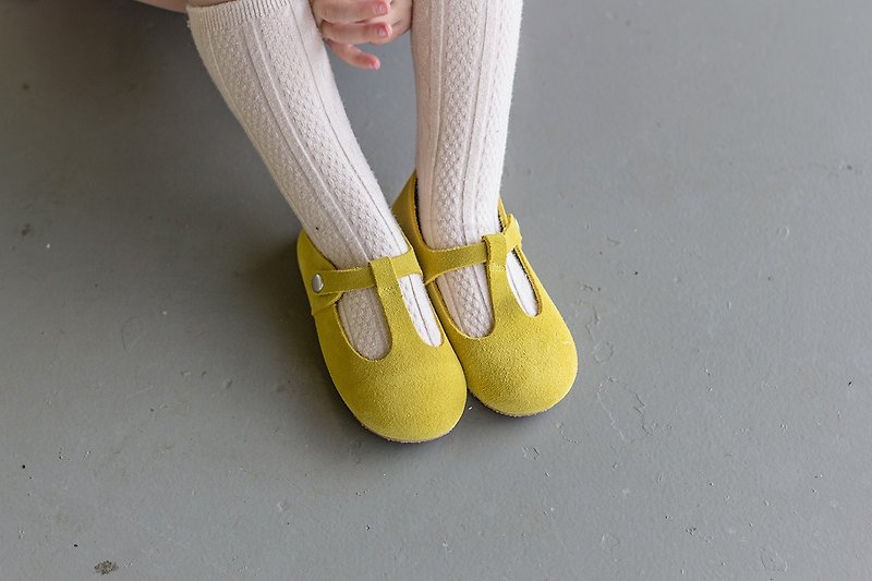 黄色真皮学步鞋 手作婴儿鞋 周岁礼物 生日礼物 女童鞋 周岁照 - 童装鞋 - 真皮 黄色