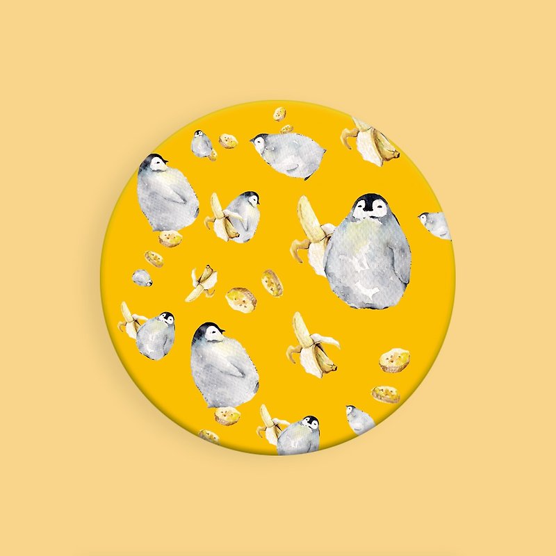 企鹅与香蕉  / 插画圆形吸水杯垫 / 交换礼物 - 杯垫 - 其他材质 黄色