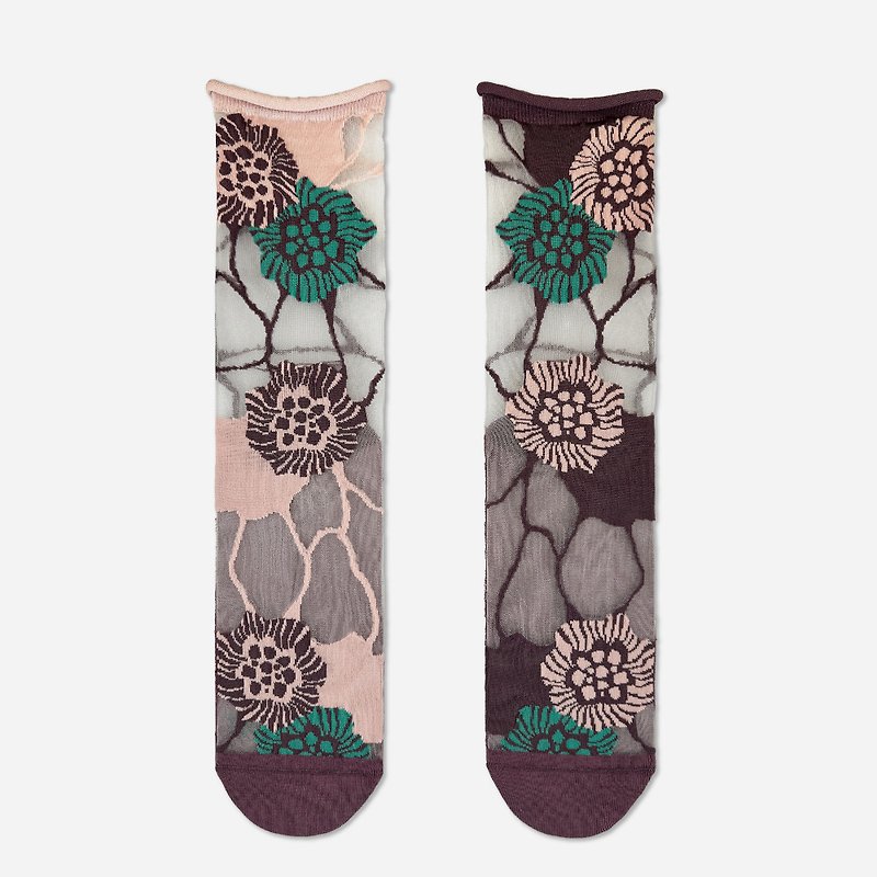 パープルウォーターリリー・purple_waterlily / organic cotton  /socks - 袜子 - 棉．麻 紫色